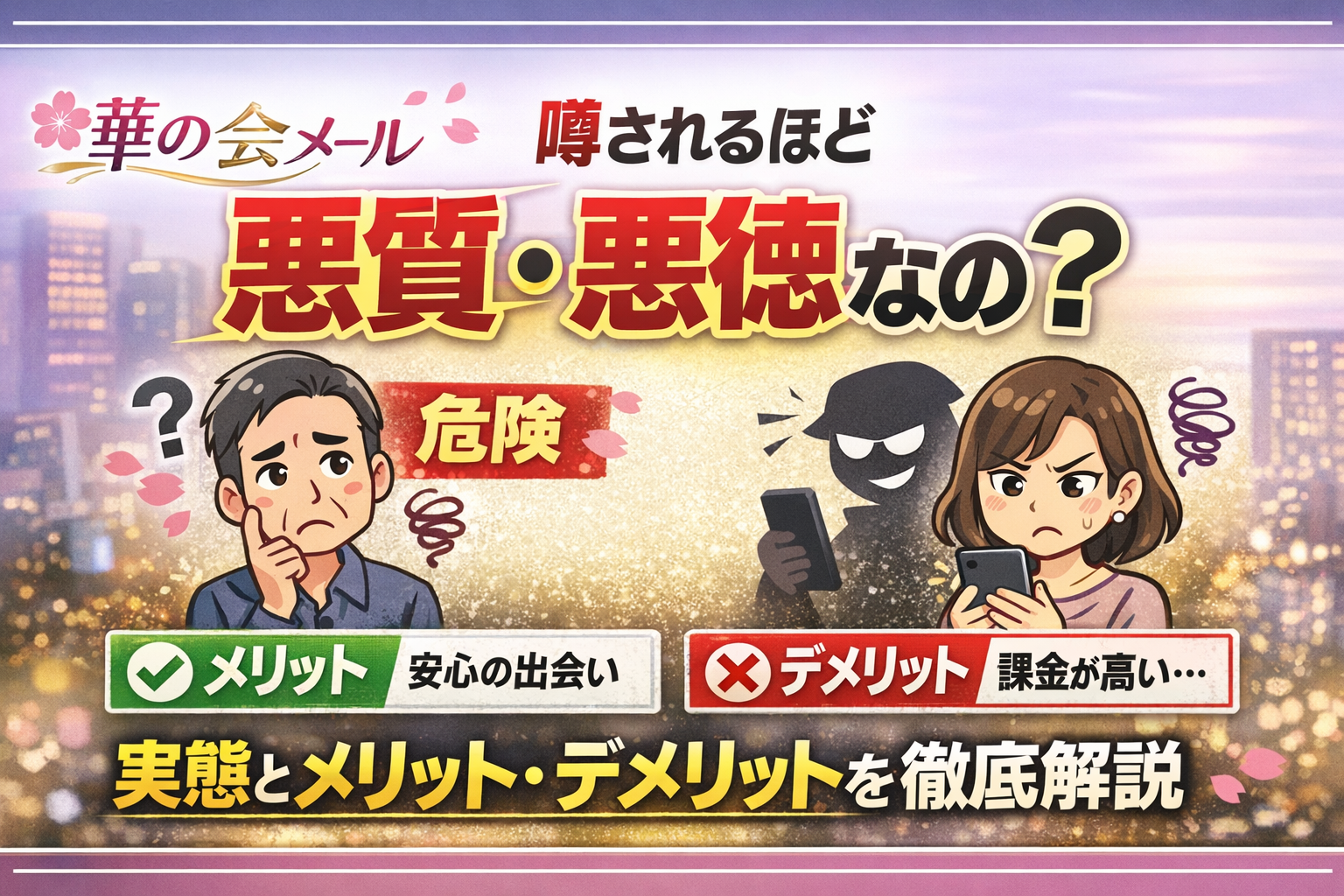 ⚠華の会メールは噂されるほど悪質・悪徳なの?実態とメリット・デメリットを徹底解説